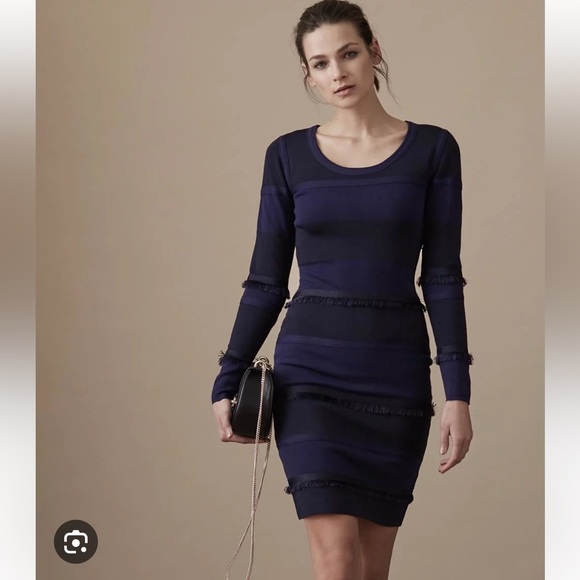 REISS Bridey Long Sleeve Knitted Midi Dress Wedding Guest Travel Cocktail City - Picture 1 of 8
